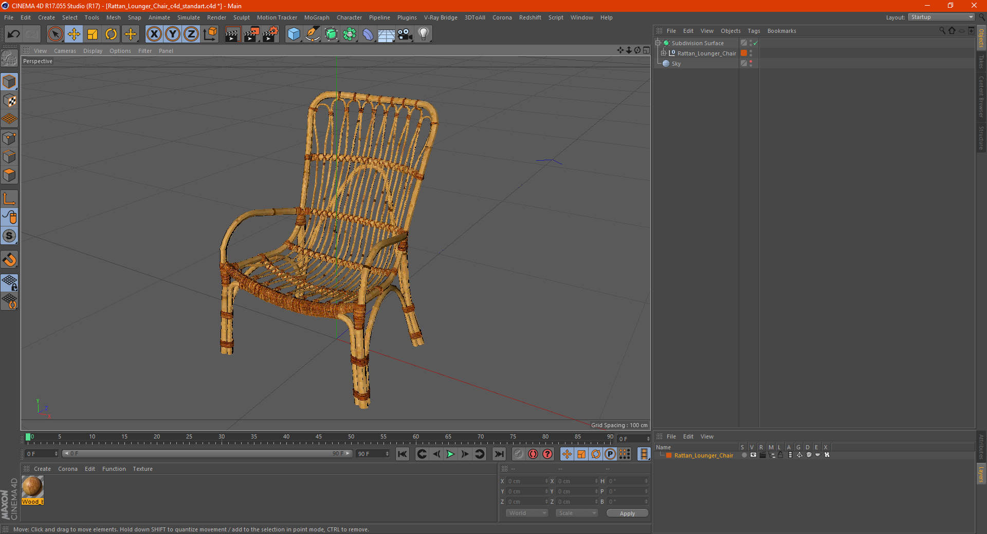 3D model Rattan Lounger Chair