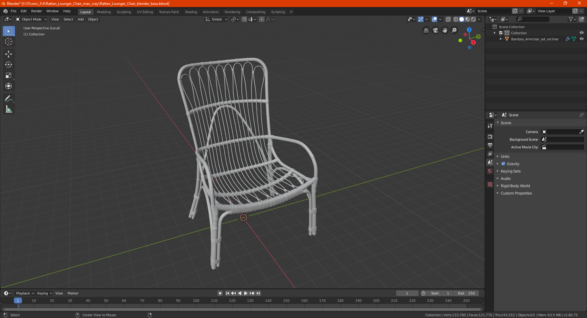 3D model Rattan Lounger Chair