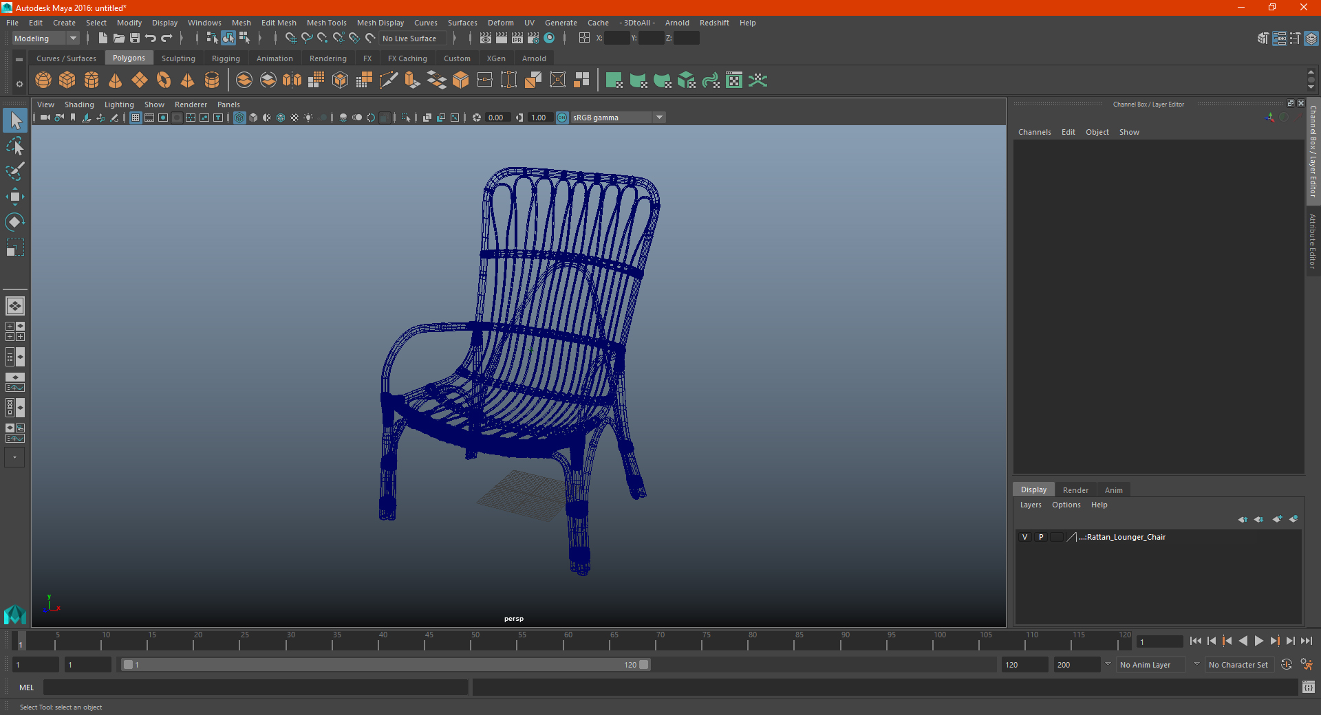 3D model Rattan Lounger Chair