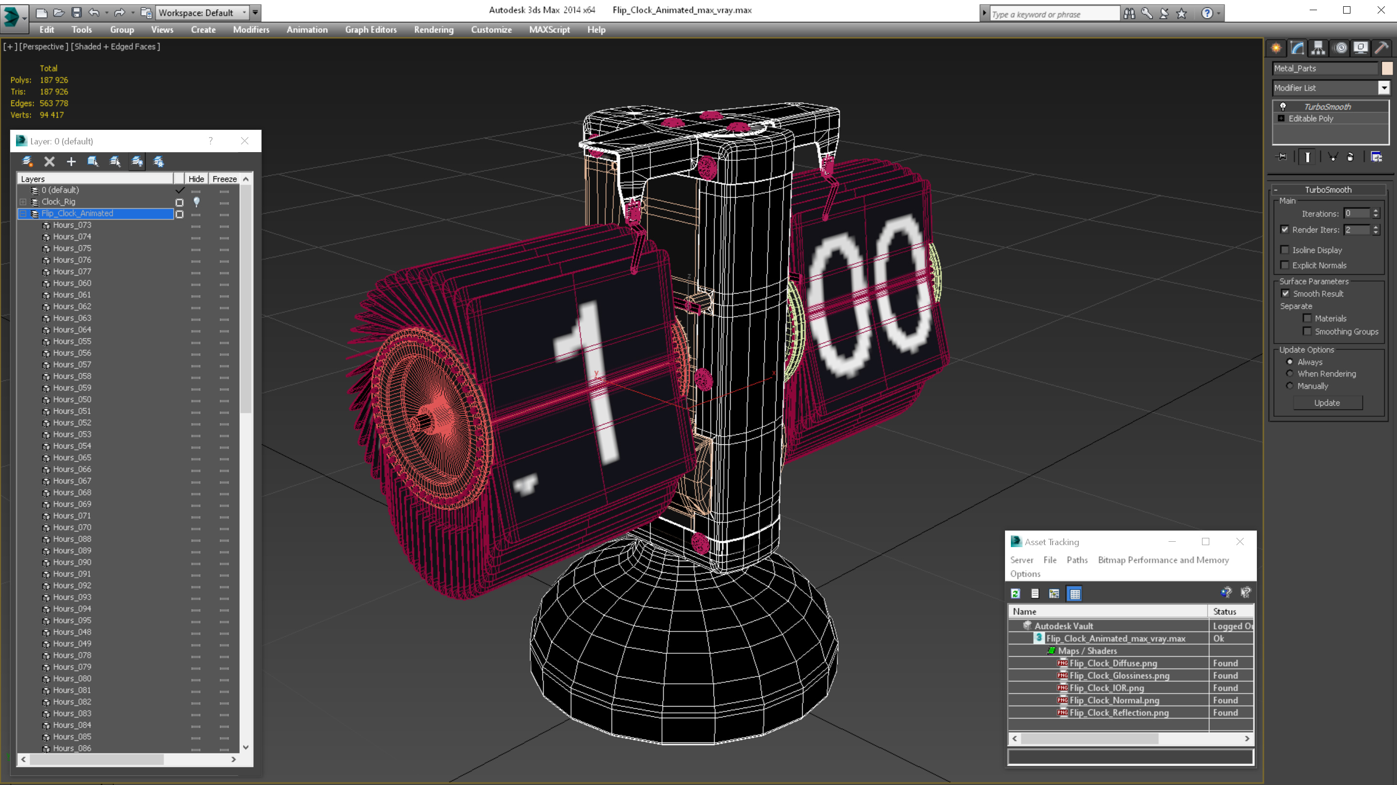 3D Animated Flip Clock Rigged