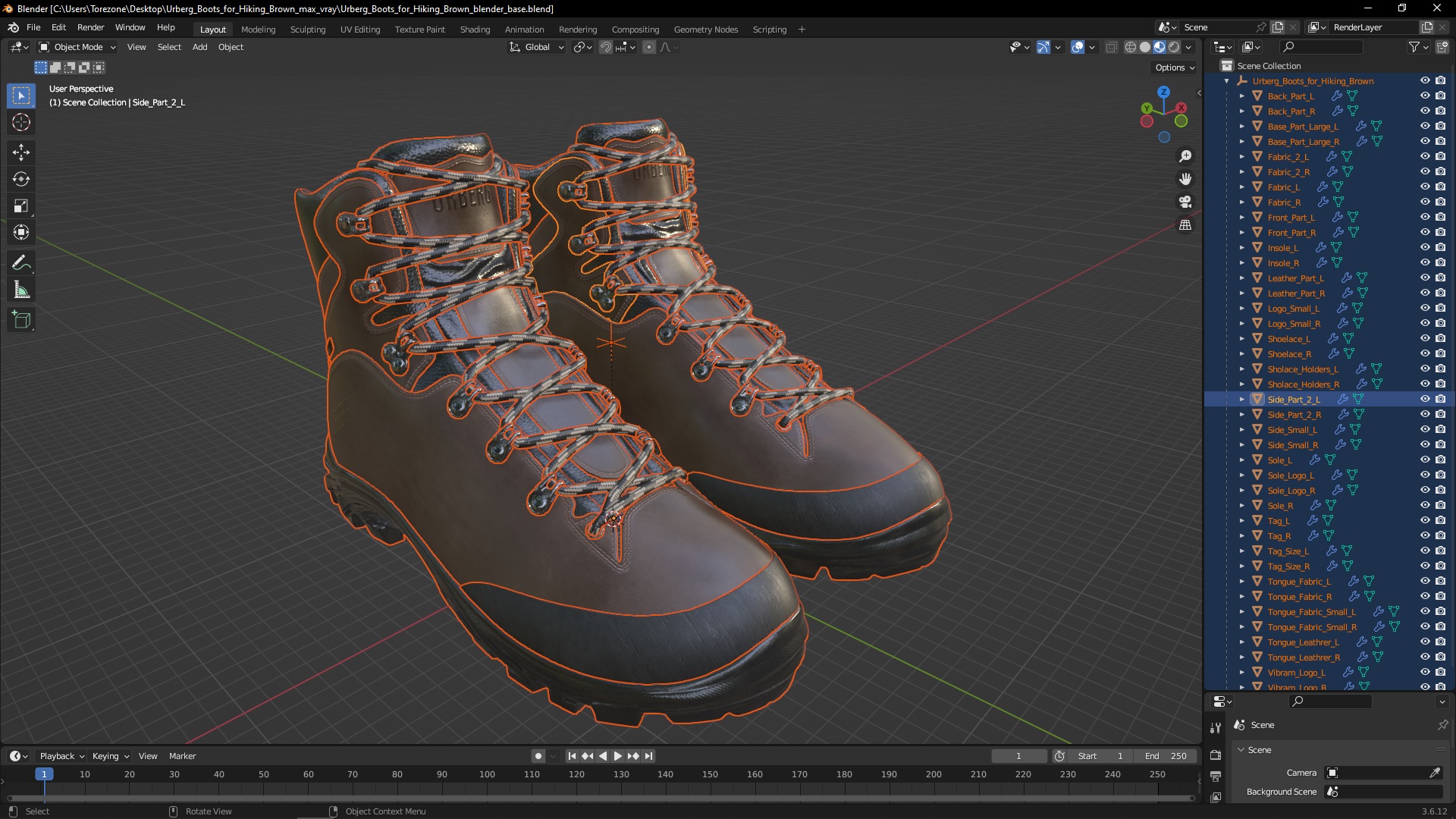 Urberg Boots for Hiking Brown 3D model