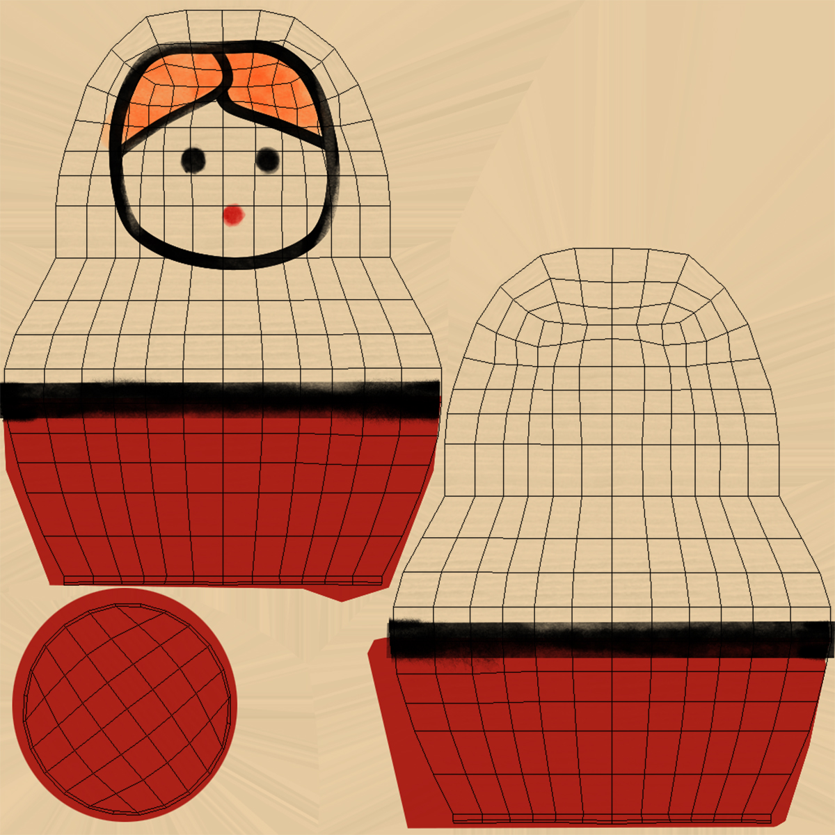 Matryoshka Doll Set 3D model