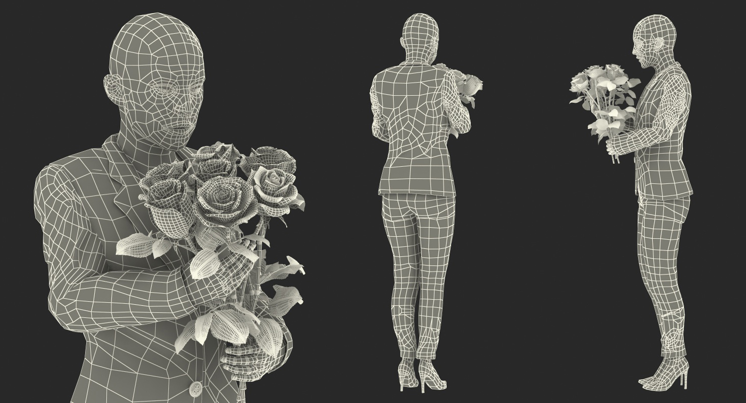 3D Woman With Pink Roses