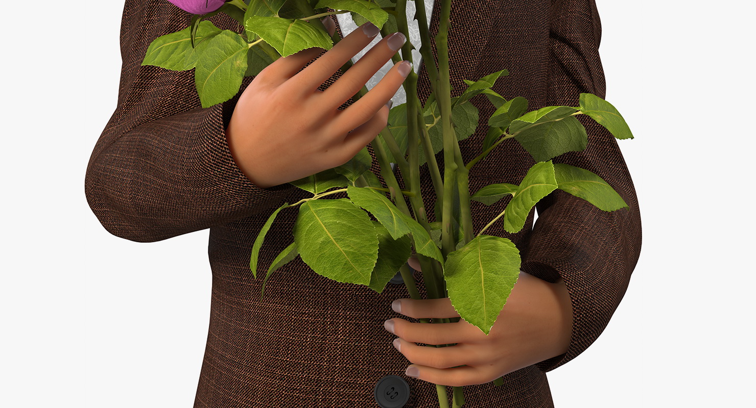 3D Woman With Pink Roses