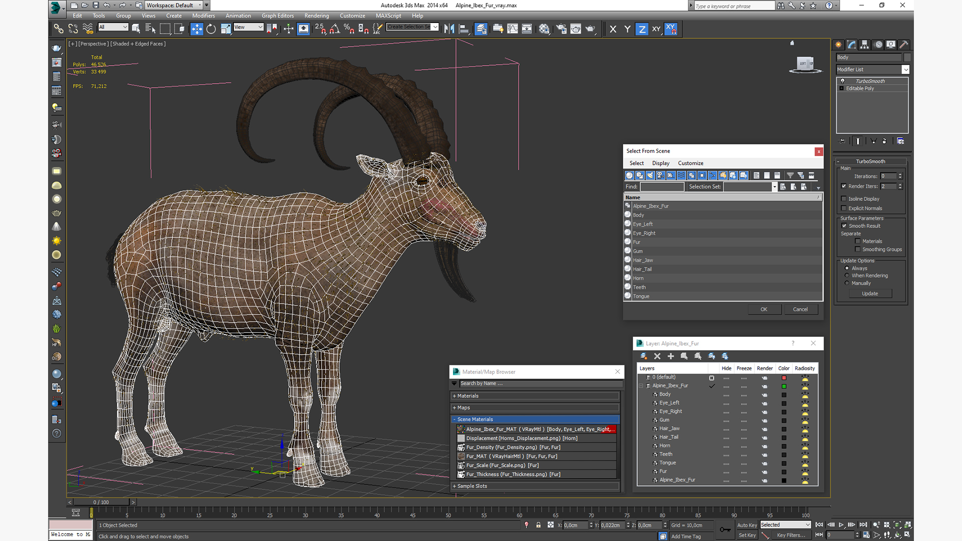 3D model Alpine Ibex Fur