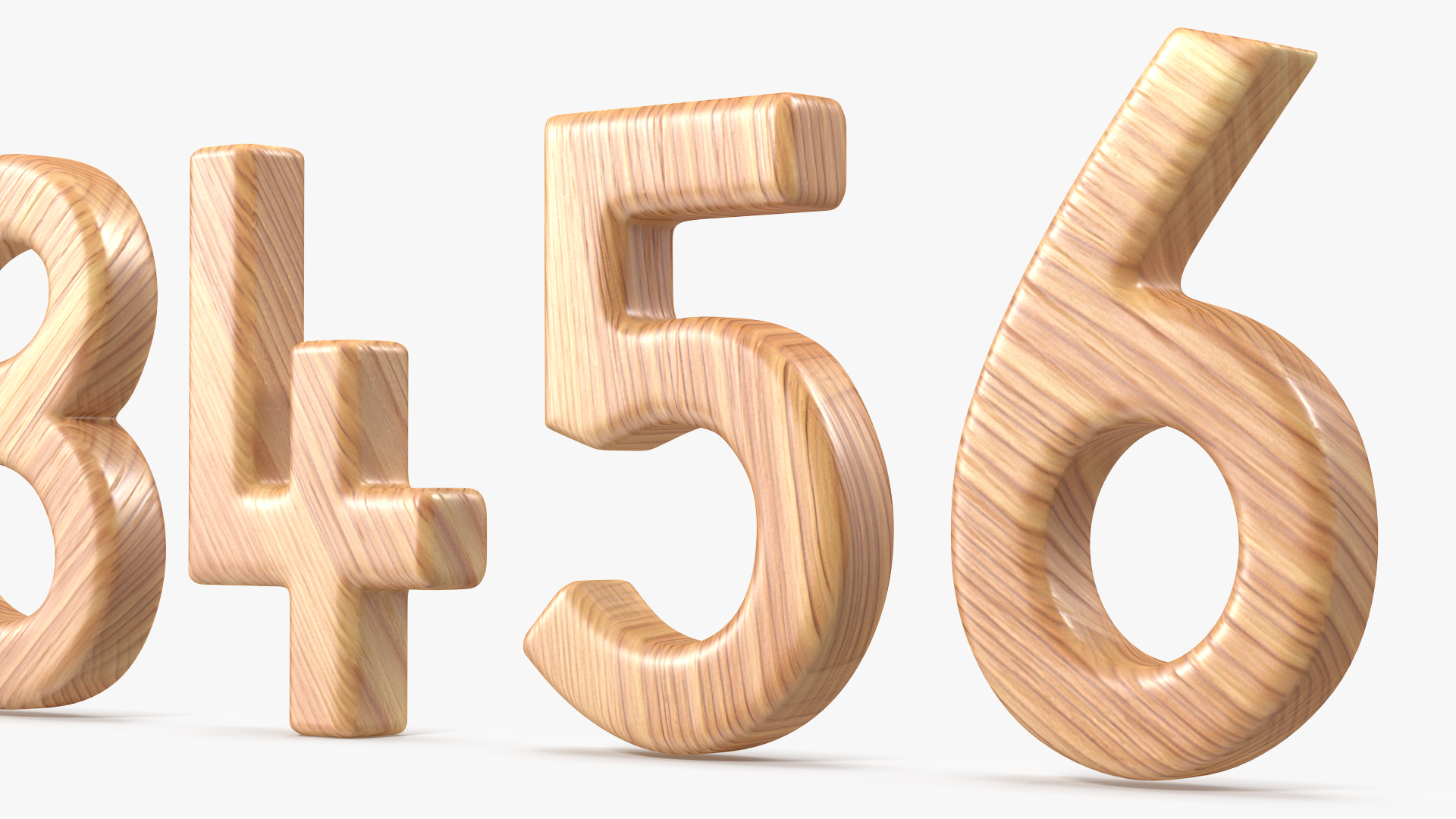 3D Wooden Numbers Set model