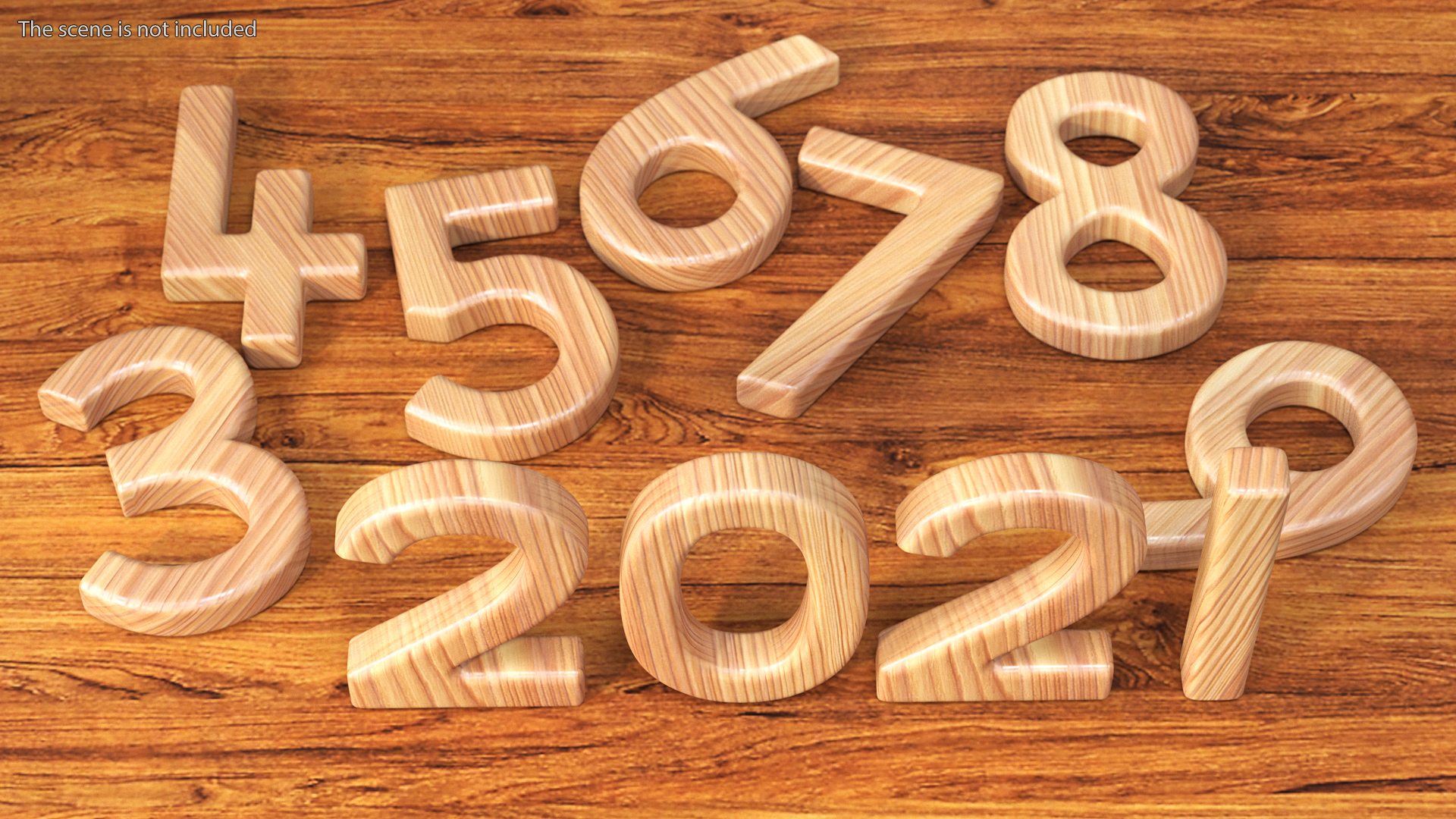 3D Wooden Numbers Set model