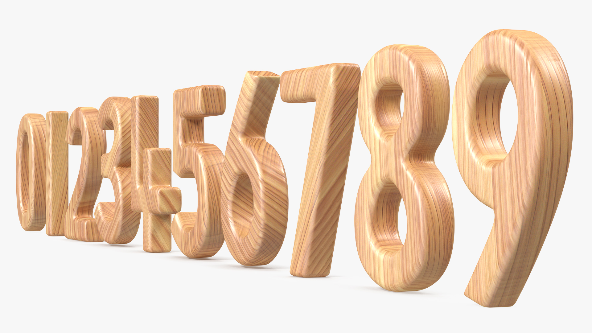 3D Wooden Numbers Set model