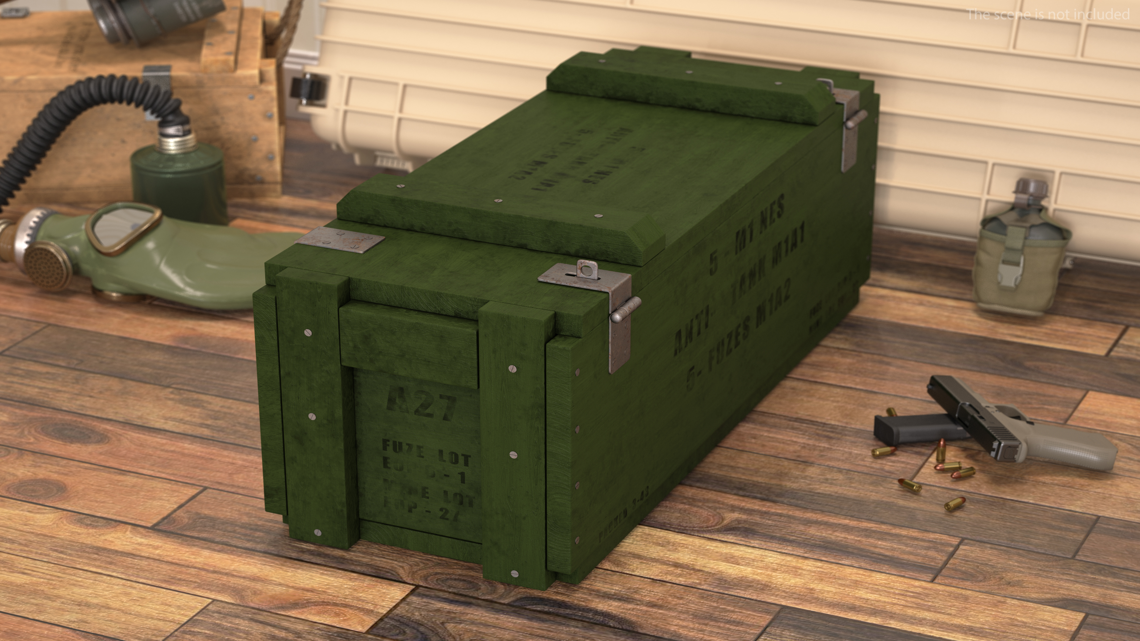 3D Military Anti-Tank Mine Wooden Crate