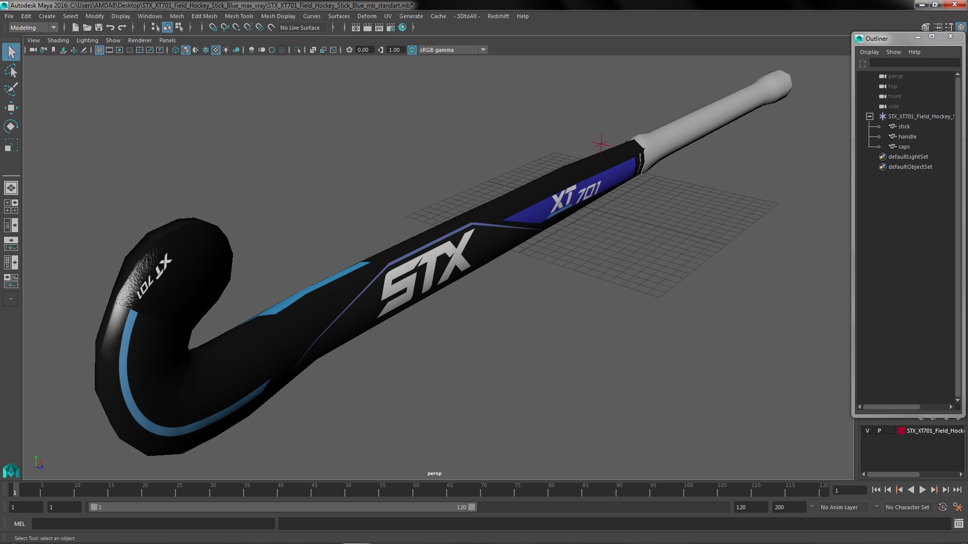 3D STX XT701 Field Hockey Stick Blue model