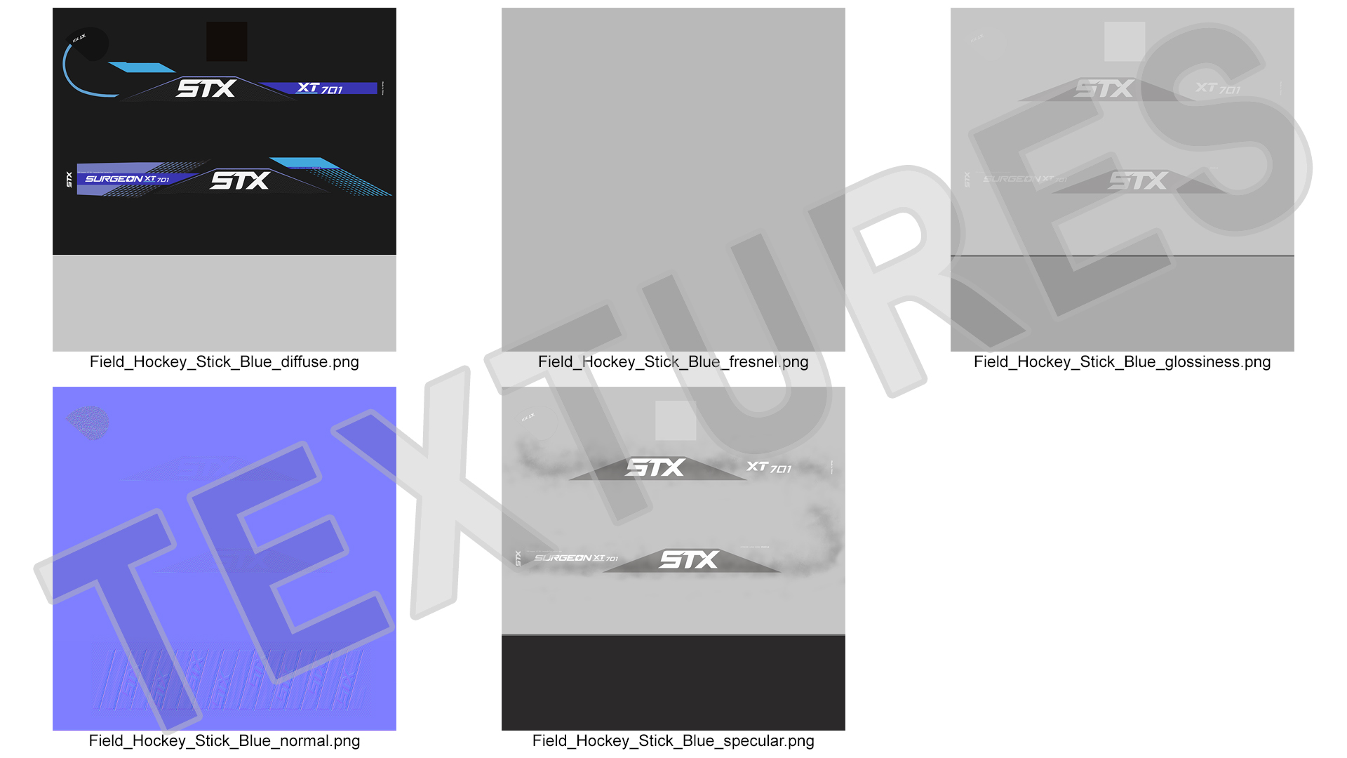 3D STX XT701 Field Hockey Stick Blue model