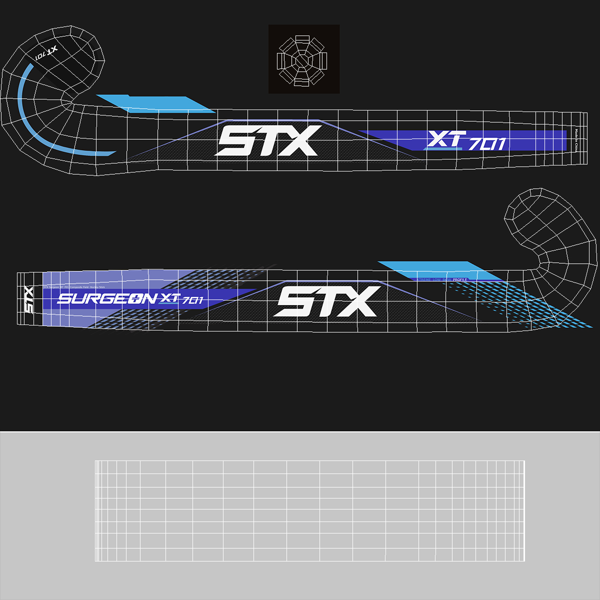 3D STX XT701 Field Hockey Stick Blue model