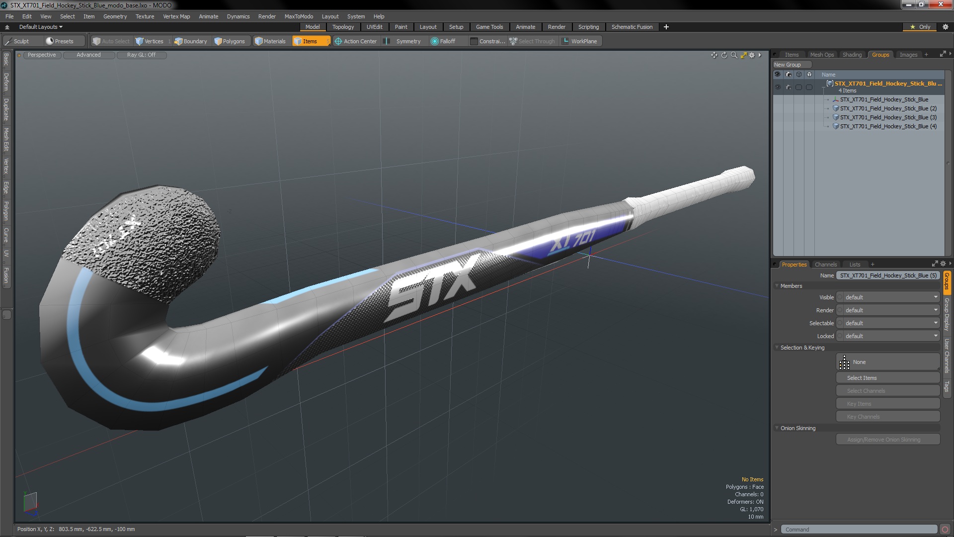 3D STX XT701 Field Hockey Stick Blue model