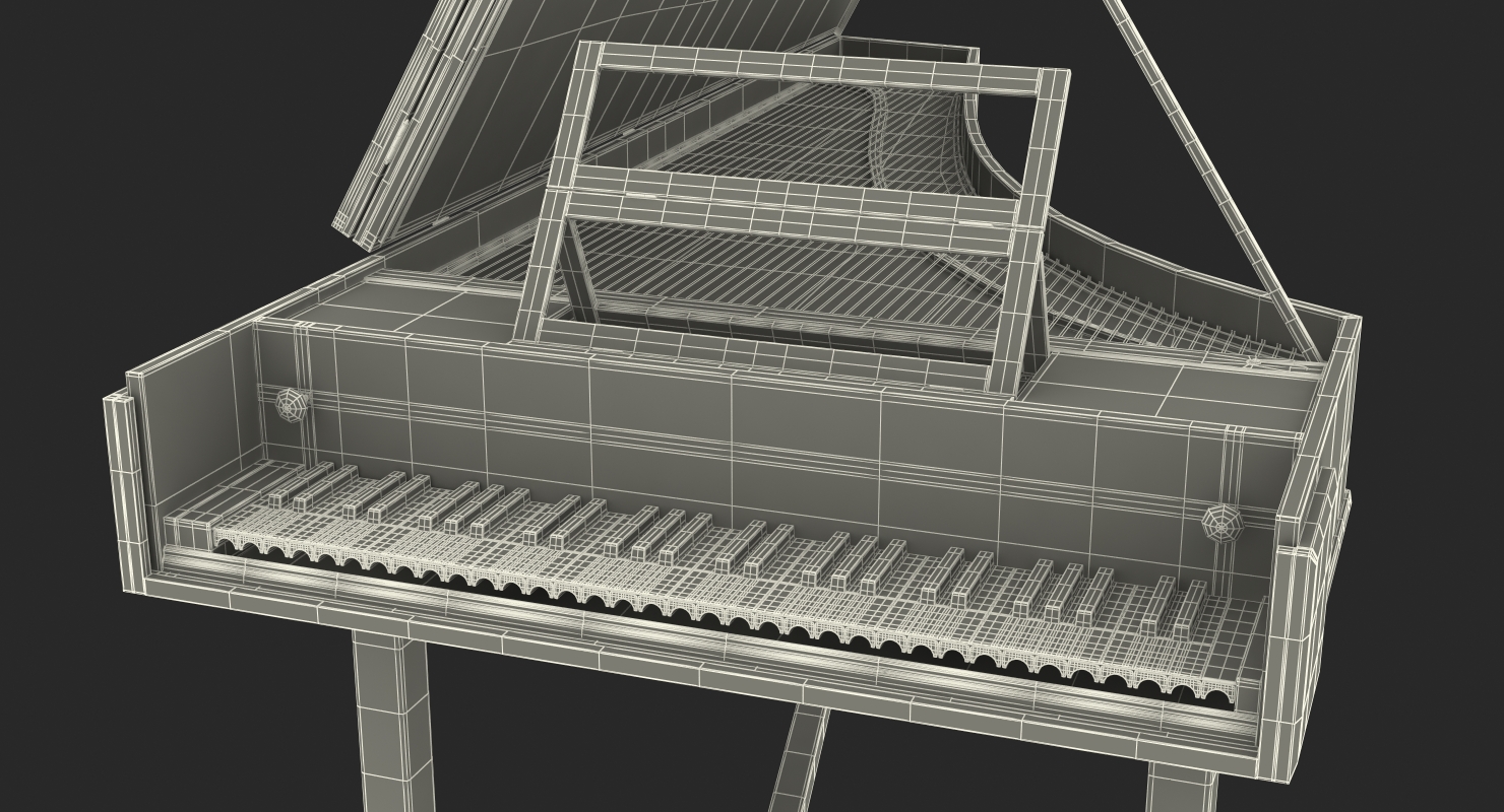 3D Classic Harpsichord Keyboard model