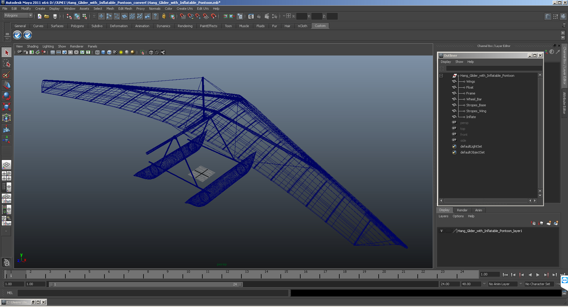 3D model Hang Glider with Inflatable Pontoon