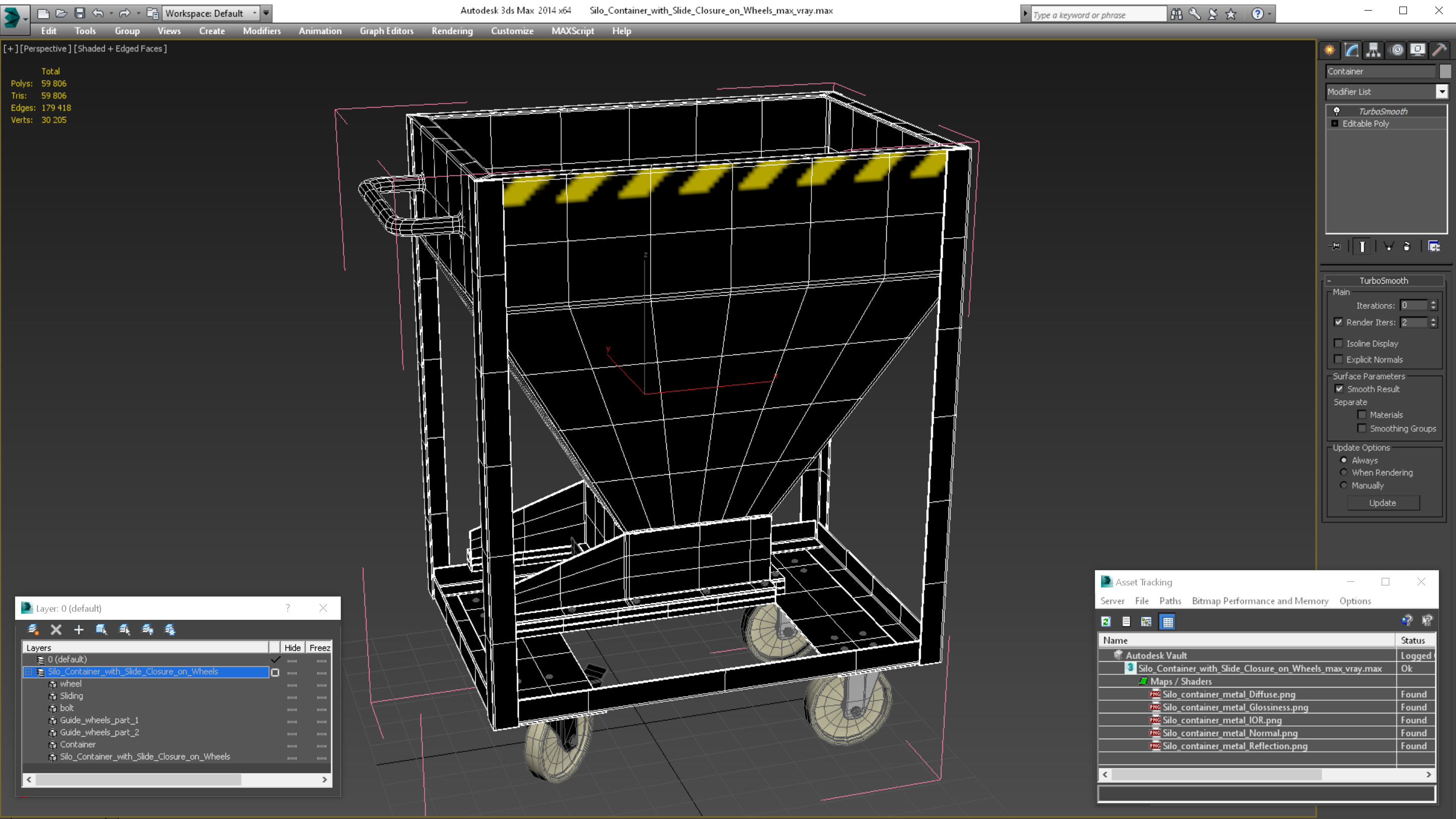 3D Silo Container with Slide Closure on Wheels model