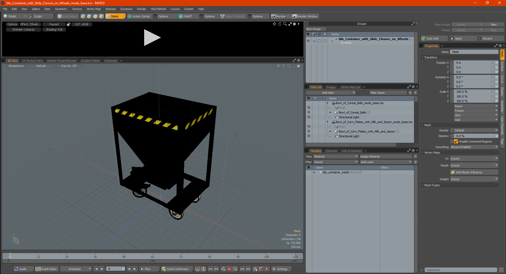 3D Silo Container with Slide Closure on Wheels model