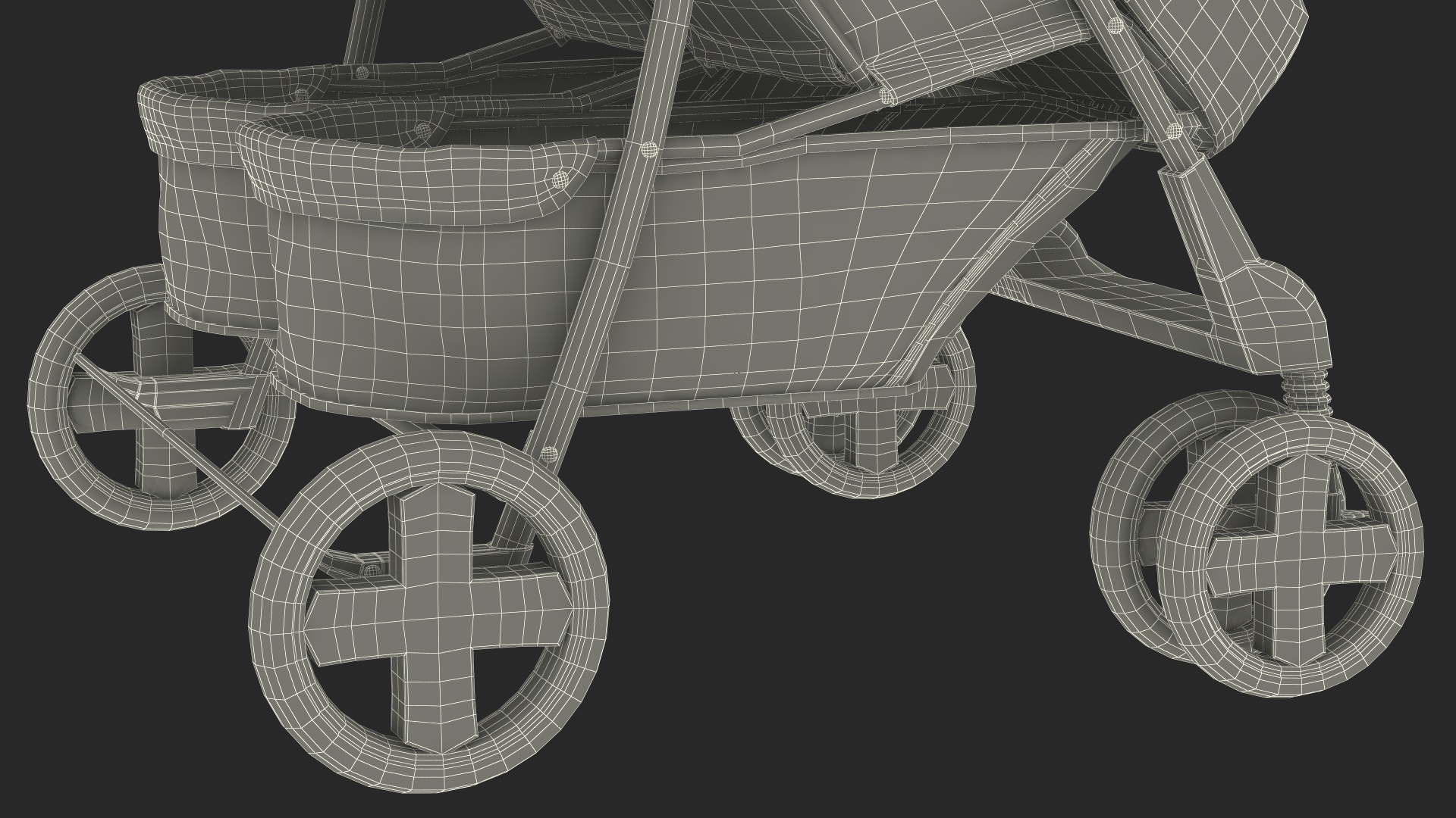 3D model Double Baby Stroller