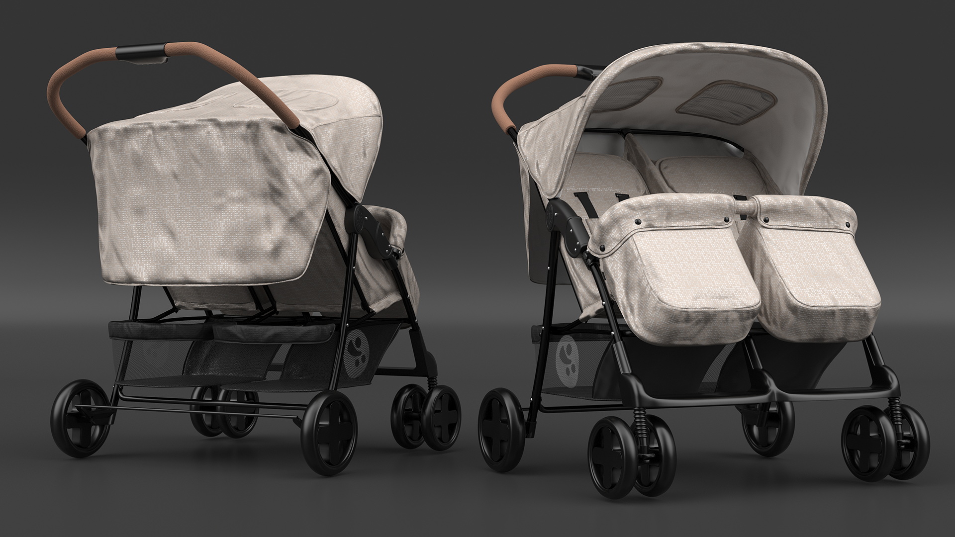 3D model Double Baby Stroller