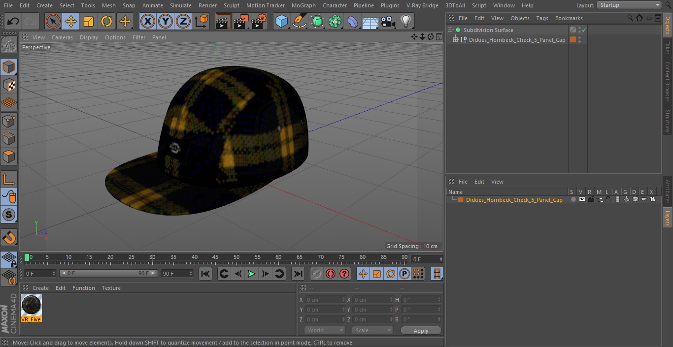 Dickies Hornbeck Check 5 Panel Cap 3D model