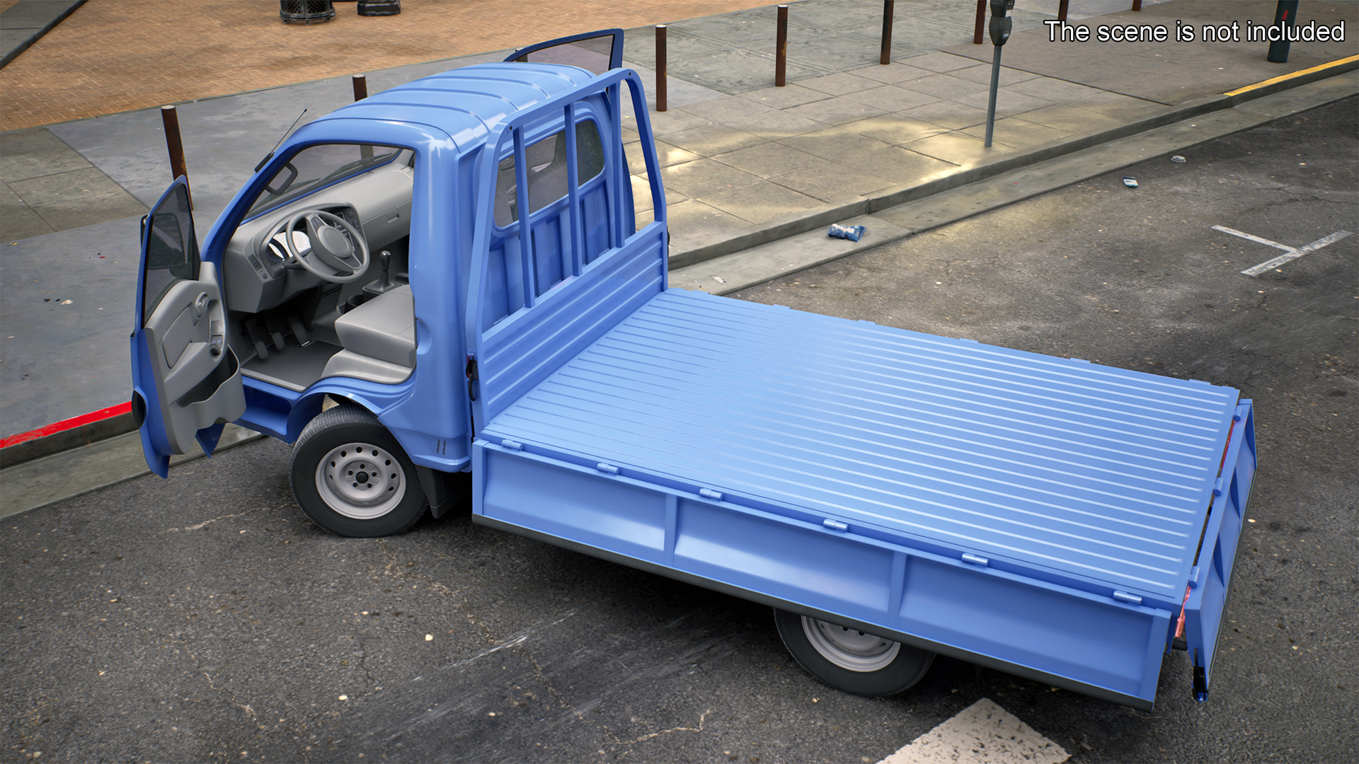 Flatbed Truck Blue Rigged for Maya 3D model