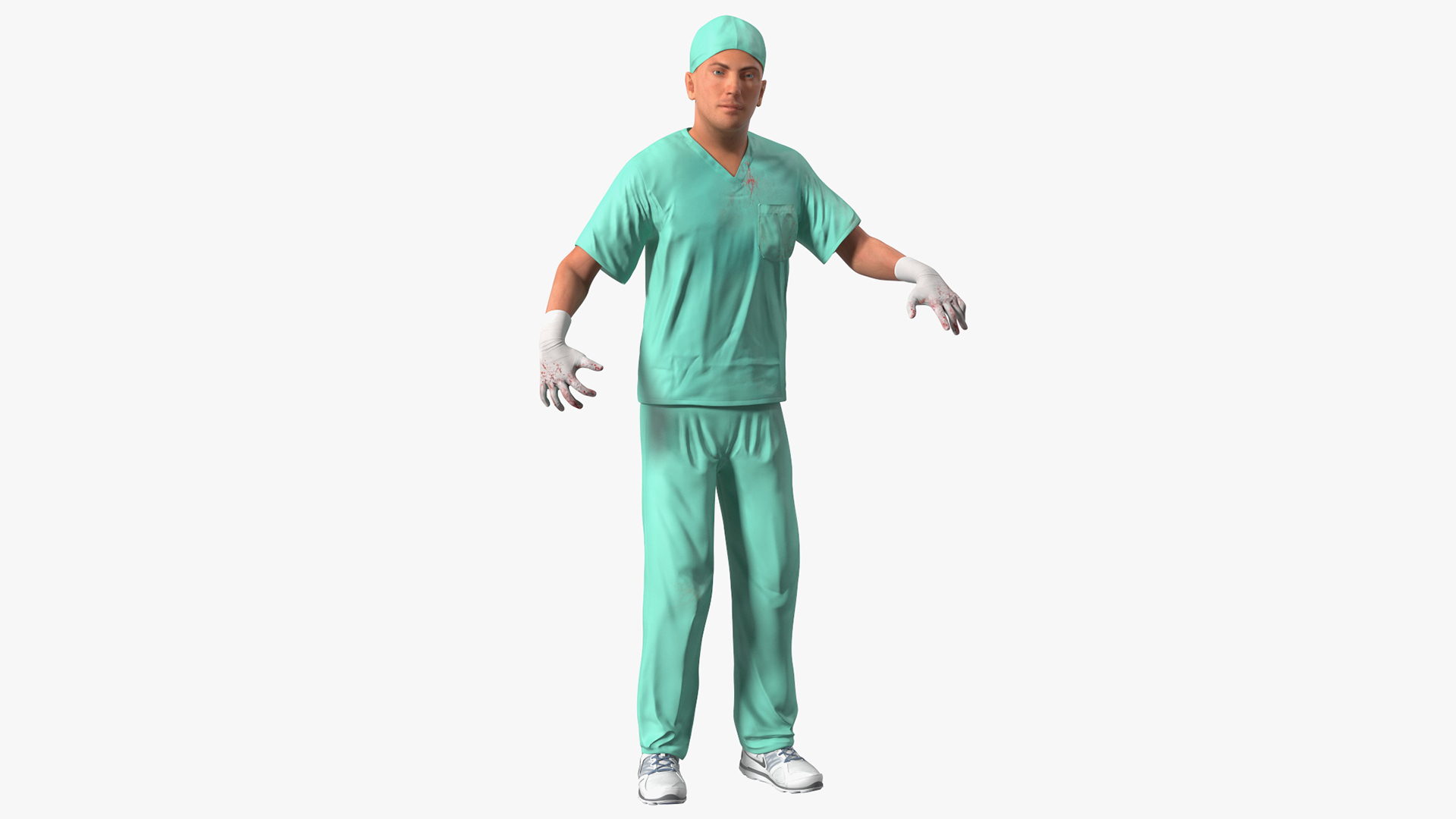 Male Surgeon Doctor Stained Blood Clothes Rigged for Cinema 4D 3D