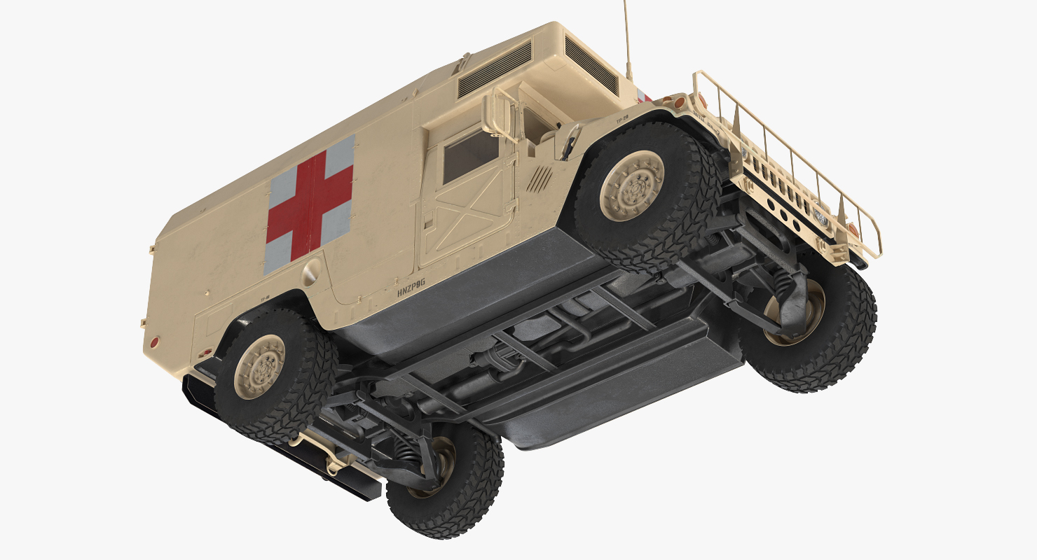 3D Ambulance Car HMMWV m997 Rigged Desert model