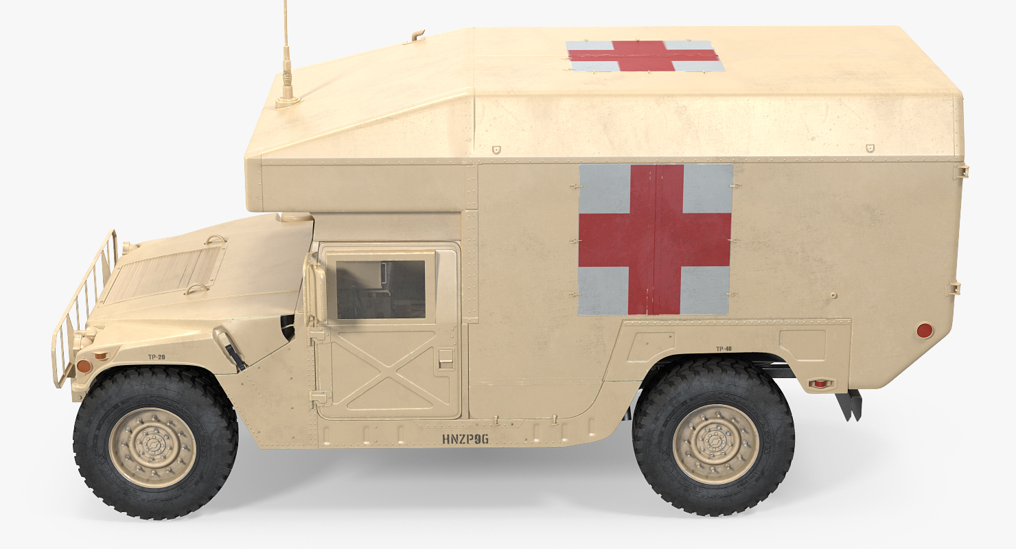 3D Ambulance Car HMMWV m997 Rigged Desert model