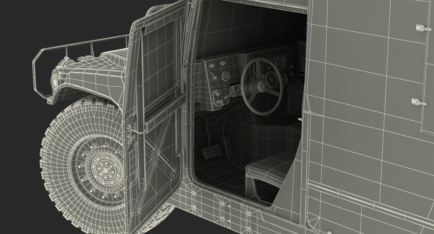 3D Ambulance Car HMMWV m997 Rigged Desert model