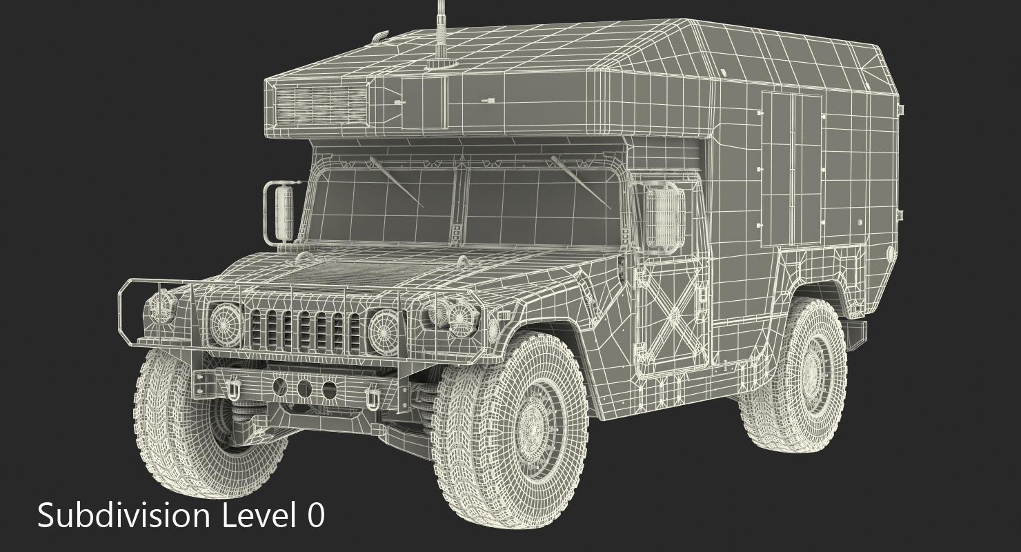 3D Ambulance Car HMMWV m997 Rigged Desert model