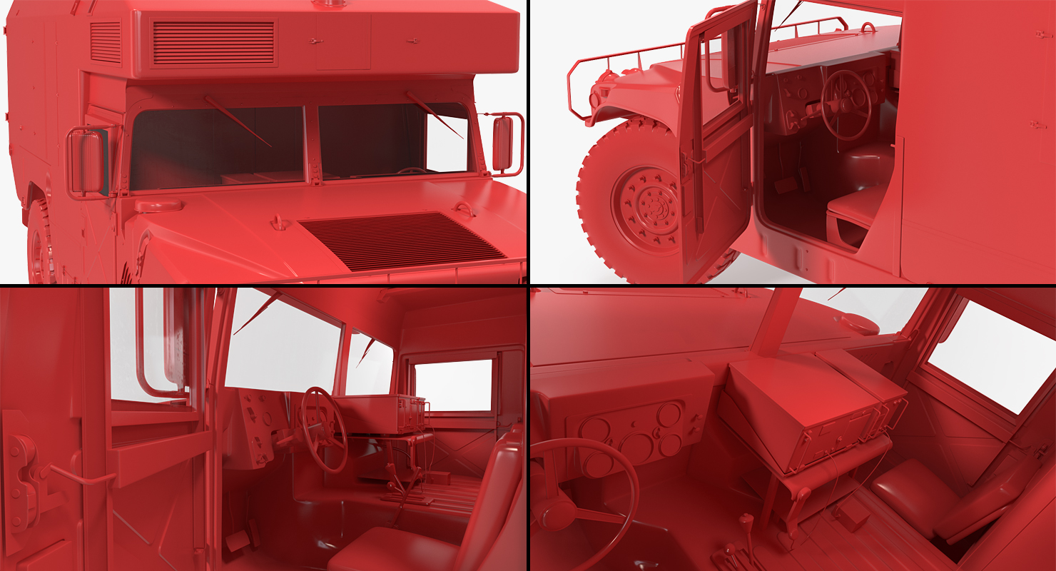 3D Ambulance Car HMMWV m997 Rigged Desert model