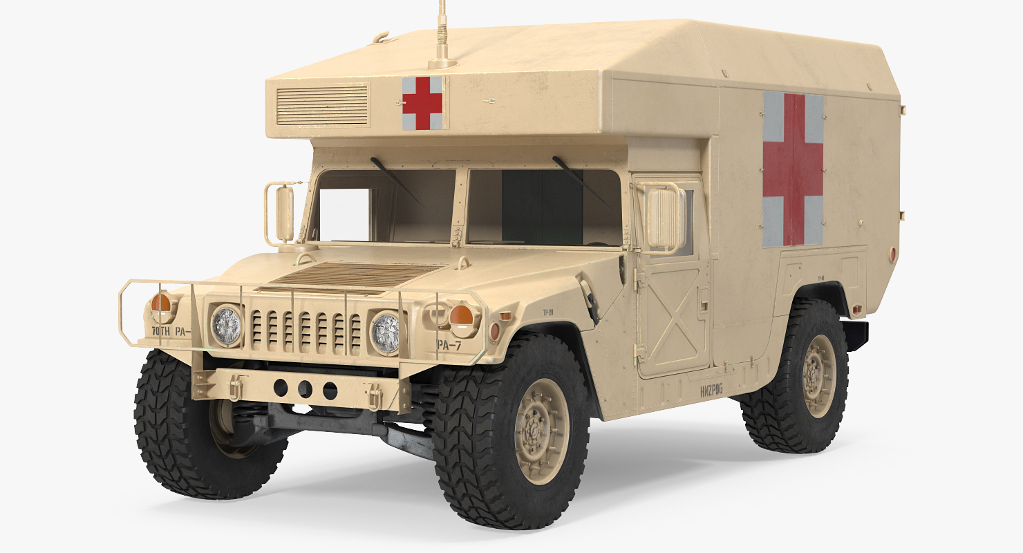 3D Ambulance Car HMMWV m997 Rigged Desert model