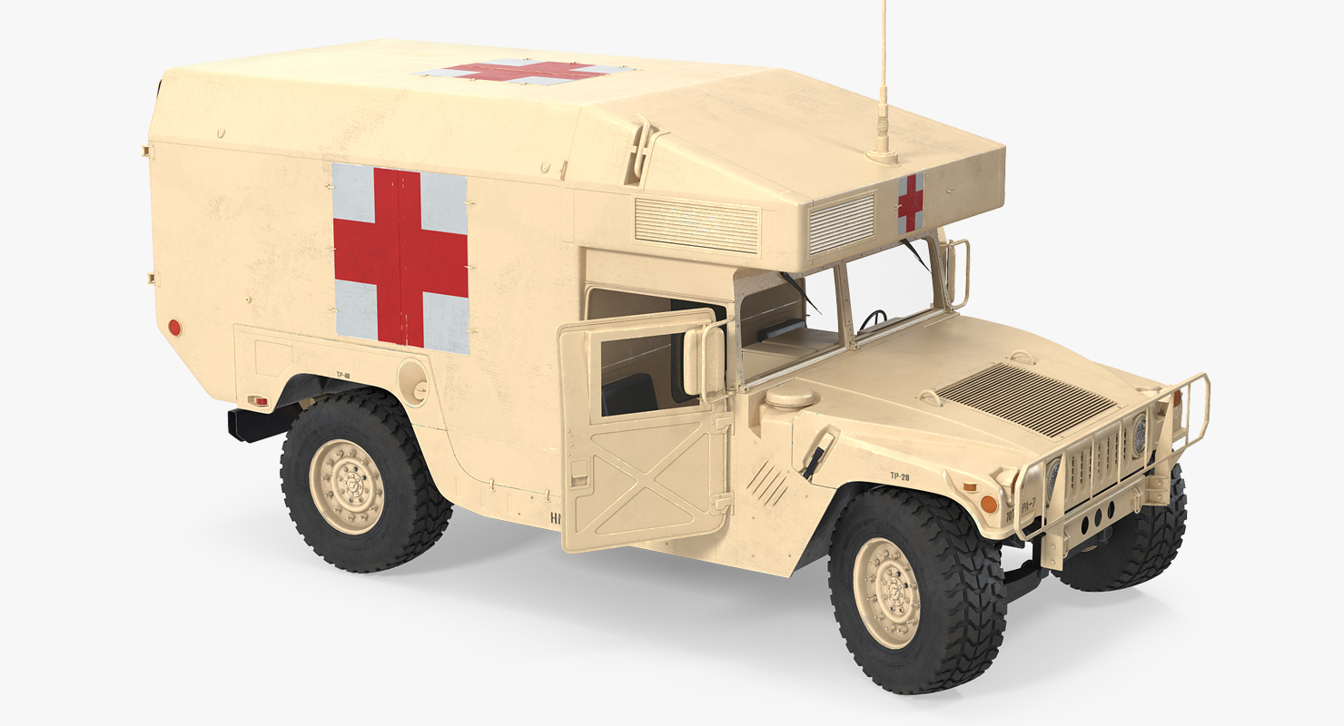 3D Ambulance Car HMMWV m997 Rigged Desert model