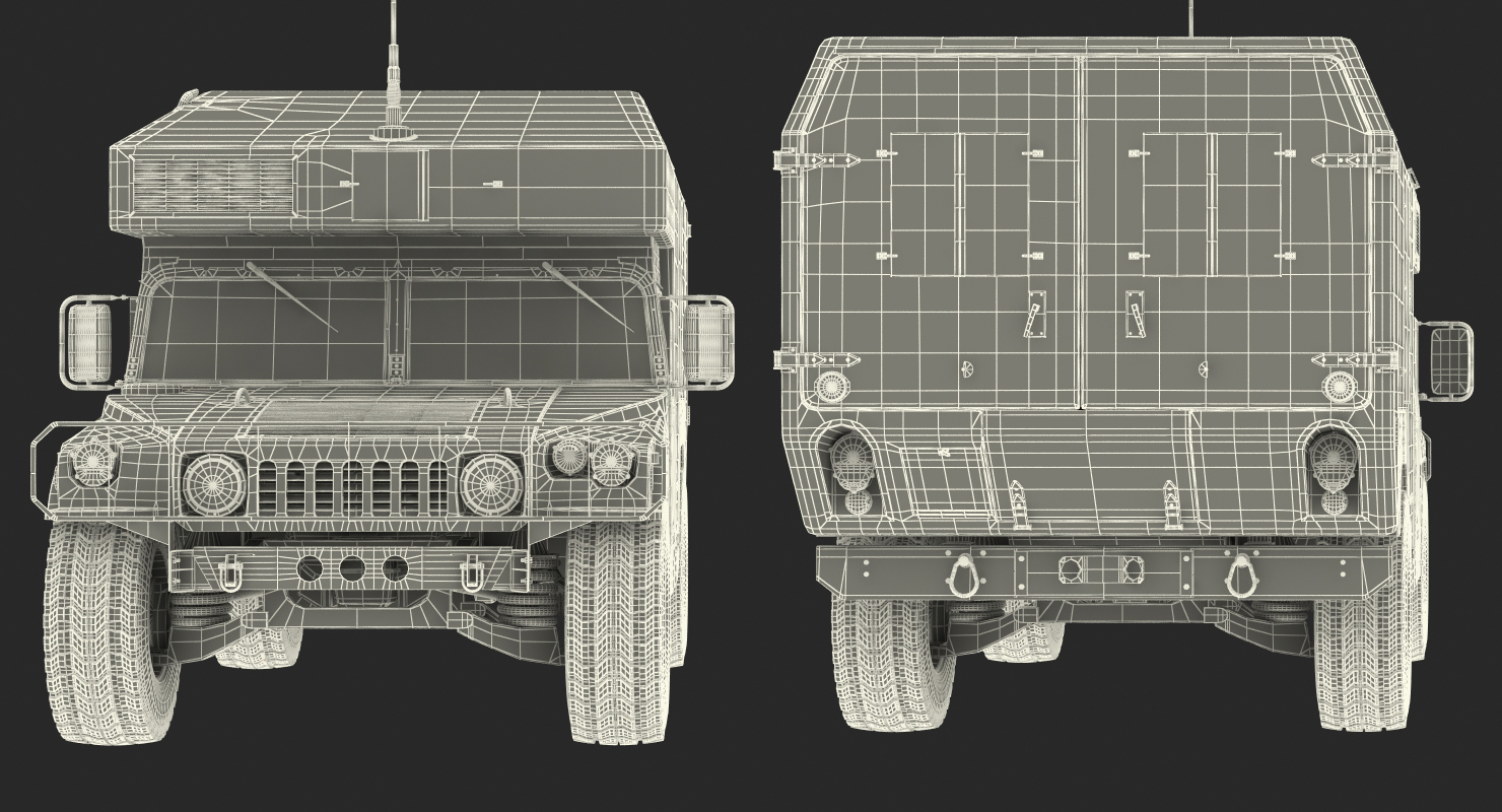 3D Ambulance Car HMMWV m997 Rigged Desert model