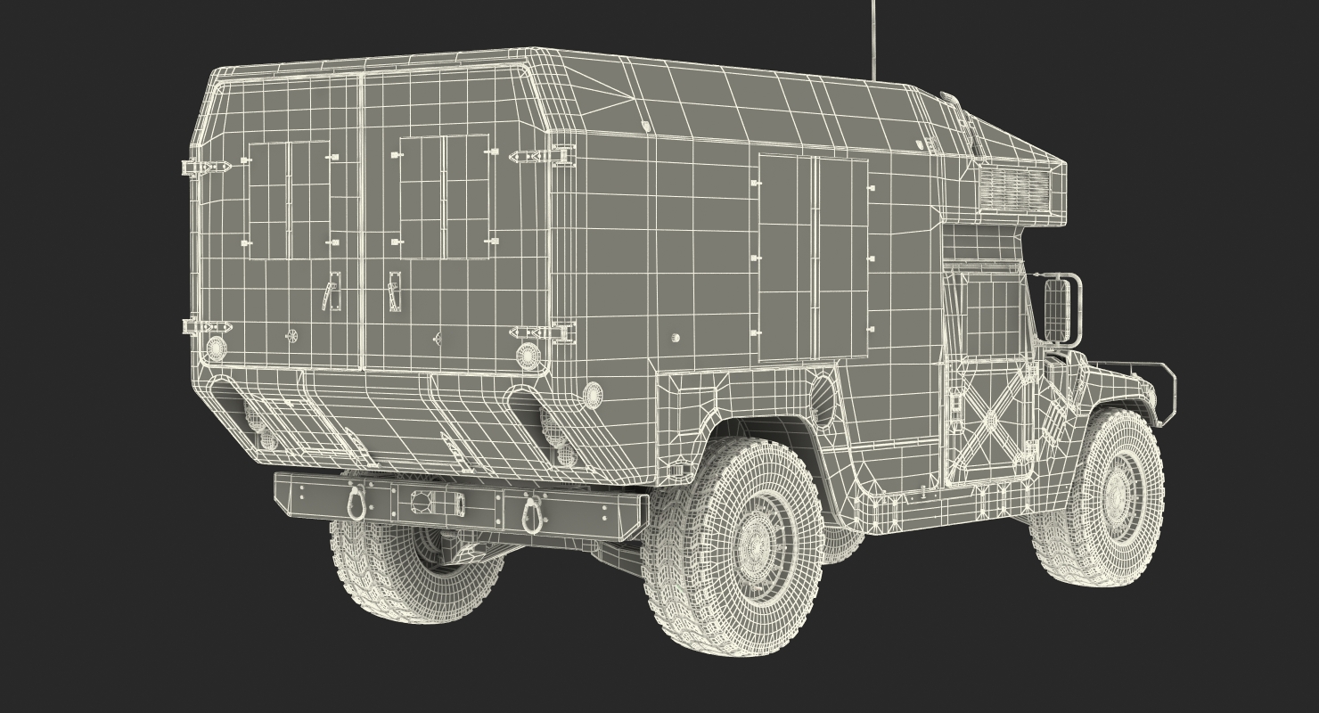 3D Ambulance Car HMMWV m997 Rigged Desert model