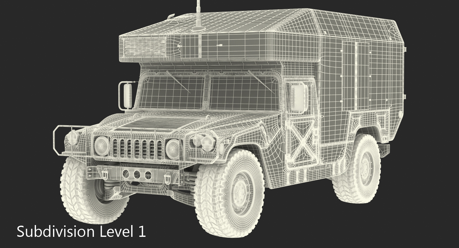 3D Ambulance Car HMMWV m997 Rigged Desert model