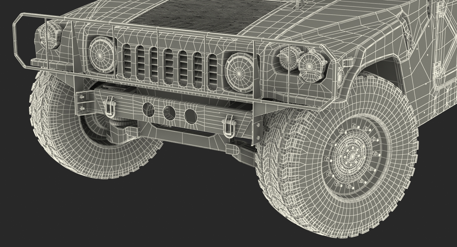 3D Ambulance Car HMMWV m997 Rigged Desert model