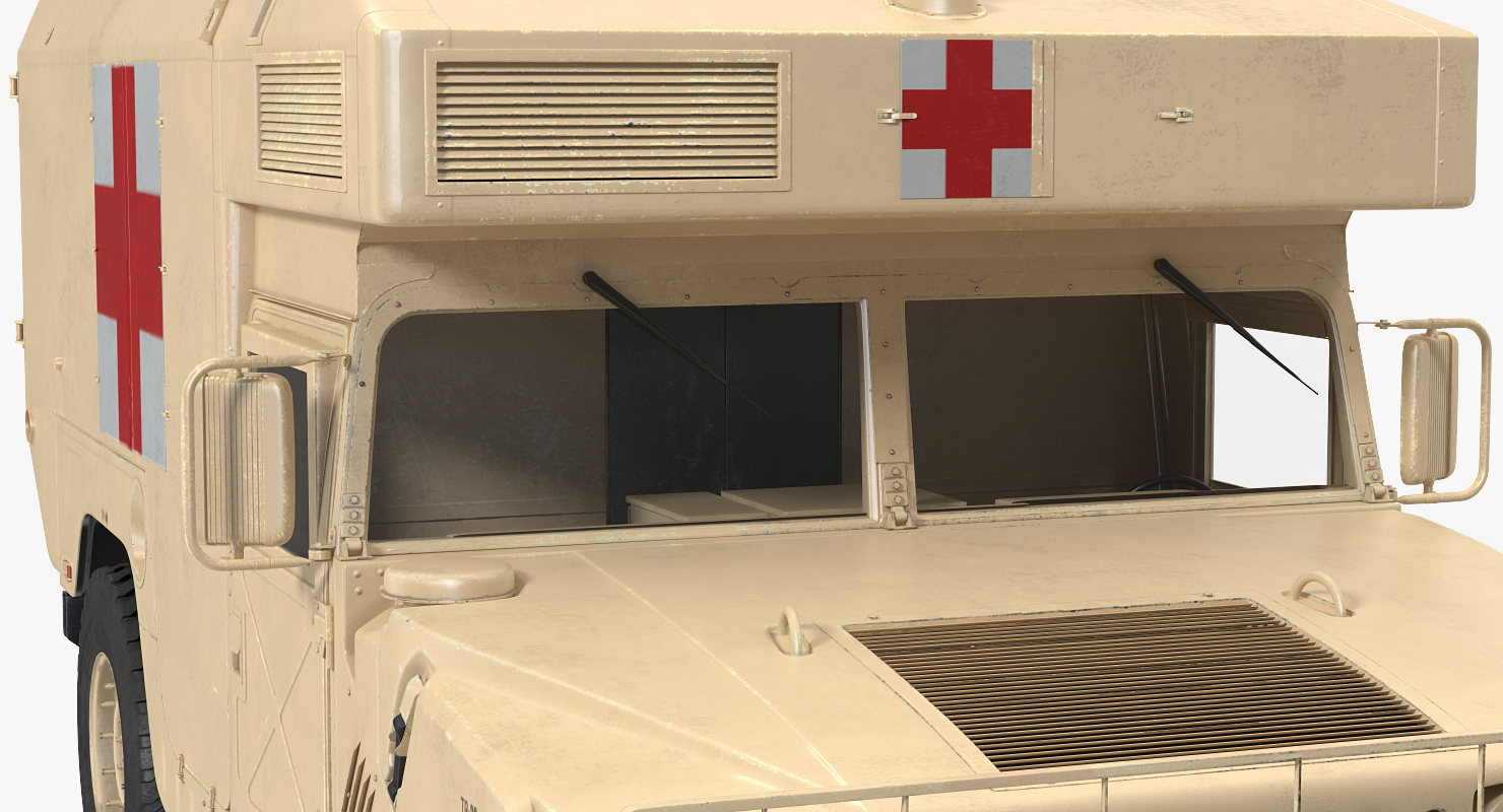 3D Ambulance Car HMMWV m997 Rigged Desert model