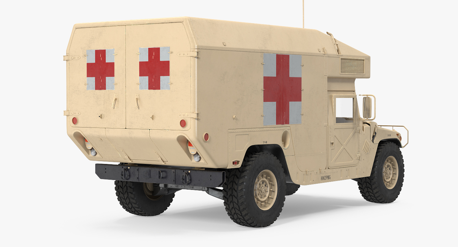 3D Ambulance Car HMMWV m997 Rigged Desert model