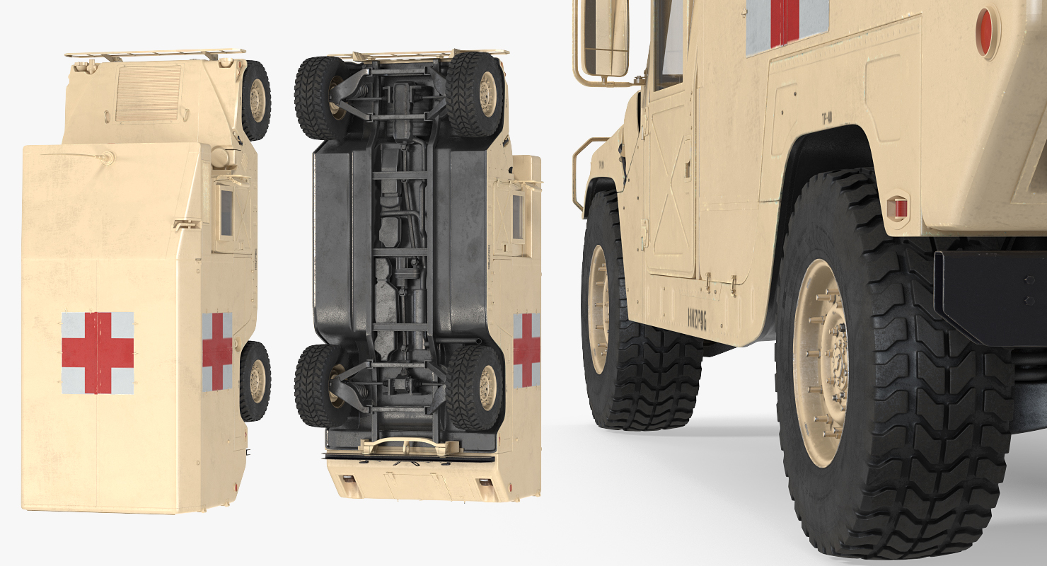 3D Ambulance Car HMMWV m997 Rigged Desert model