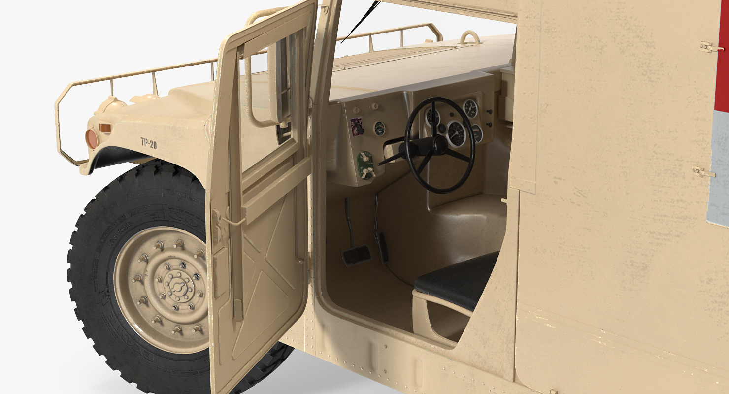 3D Ambulance Car HMMWV m997 Rigged Desert model