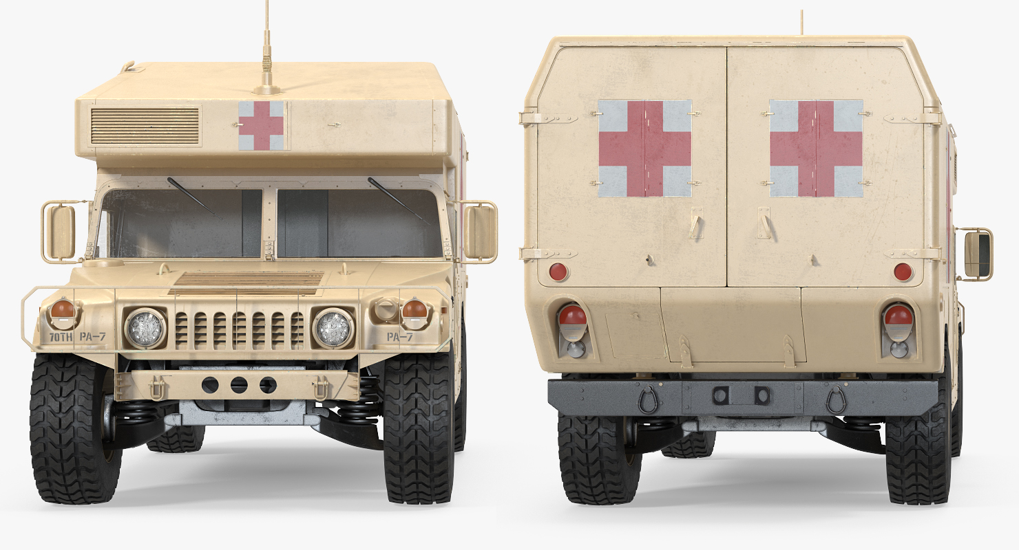 3D Ambulance Car HMMWV m997 Rigged Desert model