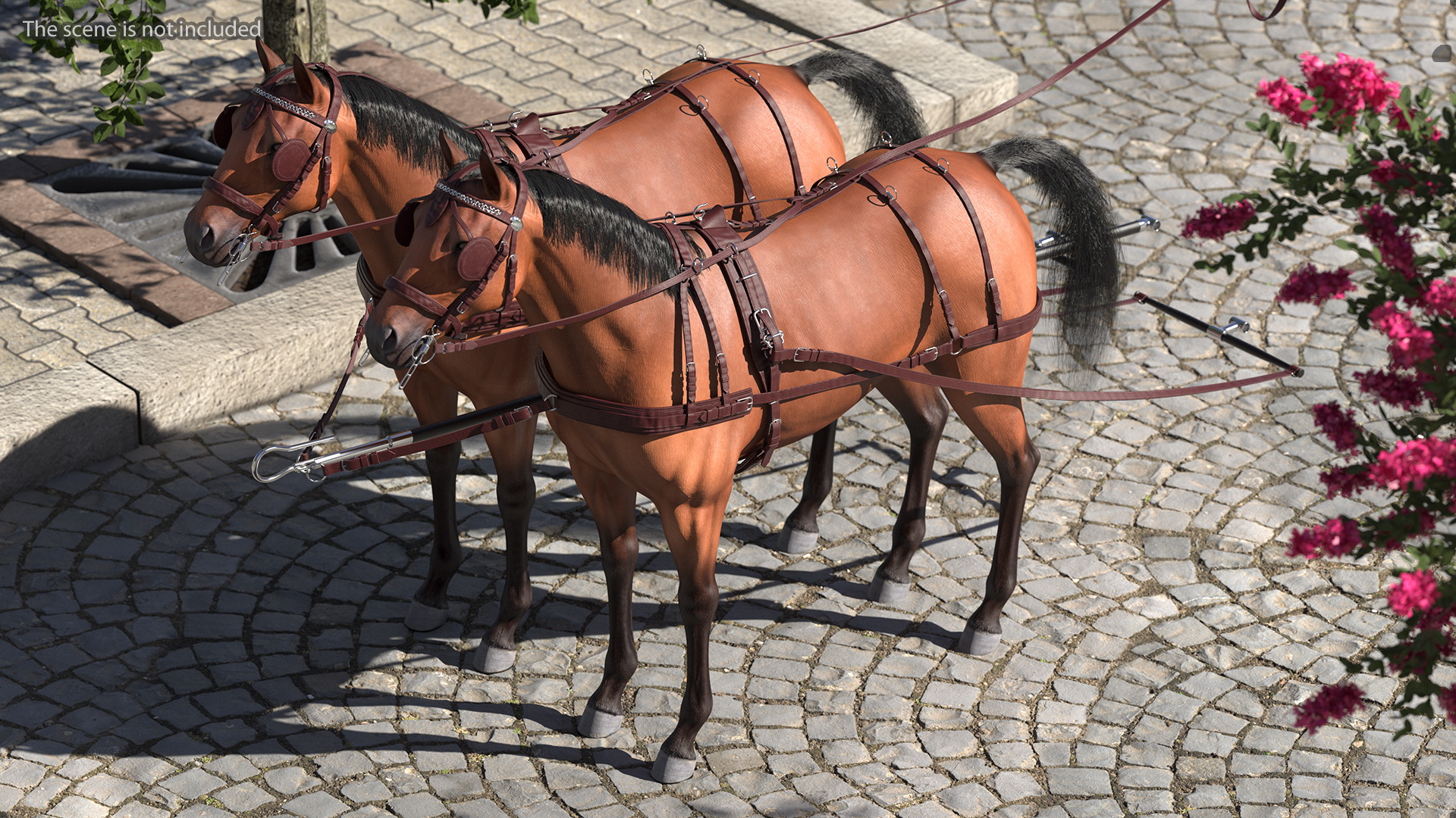 3D model Pair of Breast Collar Harness Fur Rigged