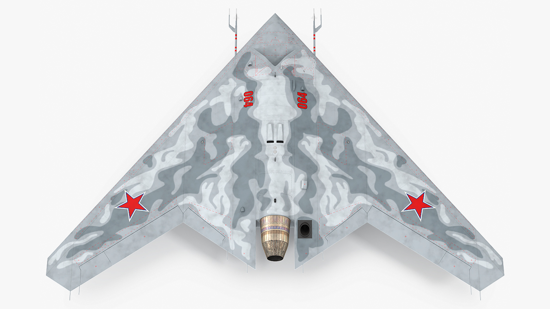 3D Russian Heavy Strike Unmanned Bomber S-70 Okhotnik Rigged for Cinema 4D