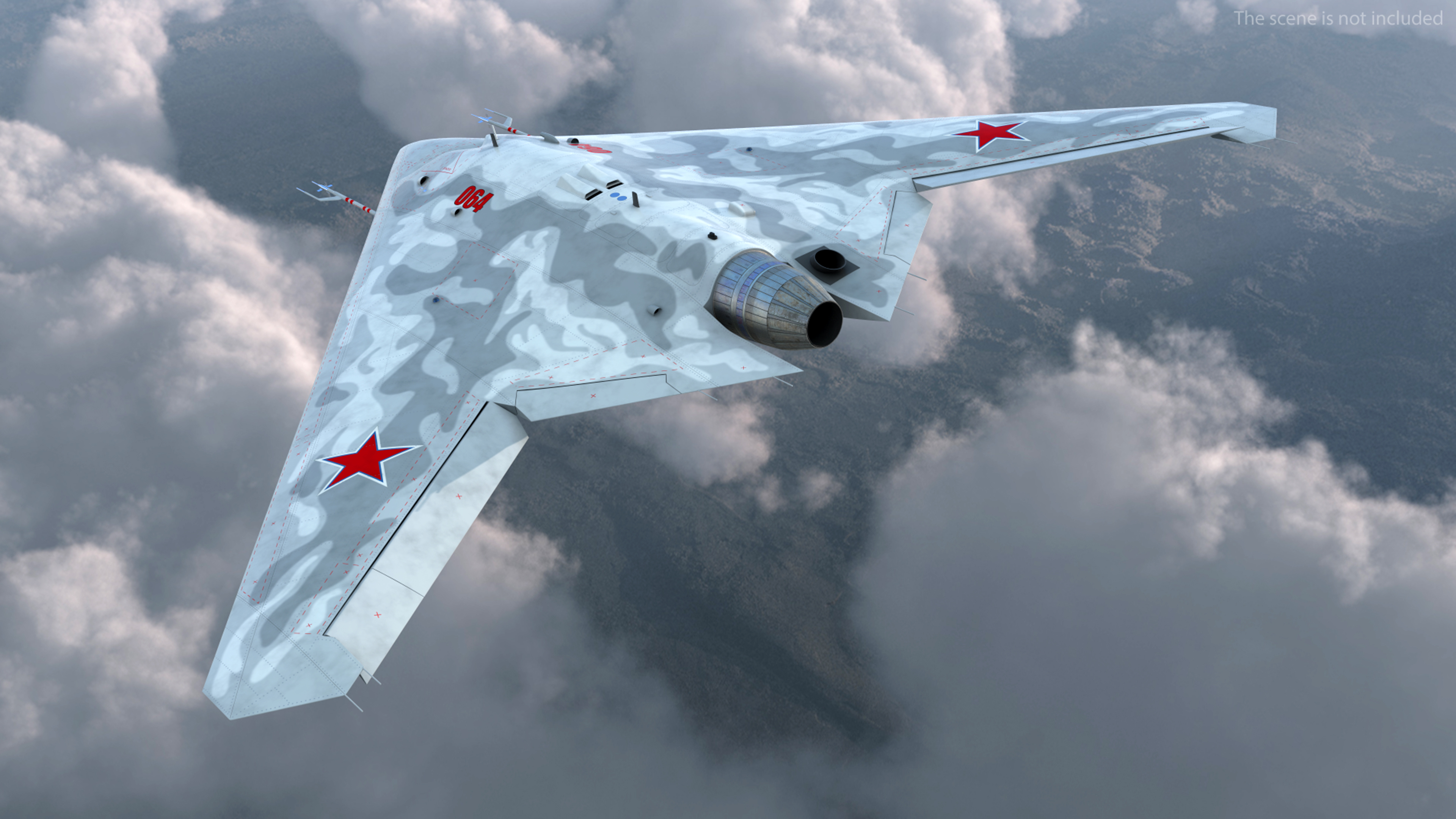 3D Russian Heavy Strike Unmanned Bomber S-70 Okhotnik Rigged for Cinema 4D