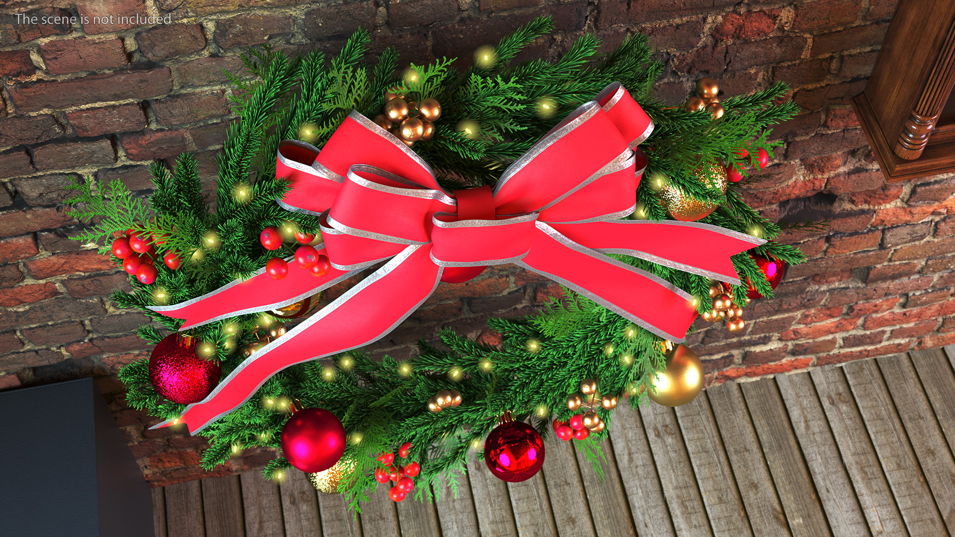 3D model Christmas Cheer Wreath with Red Bow