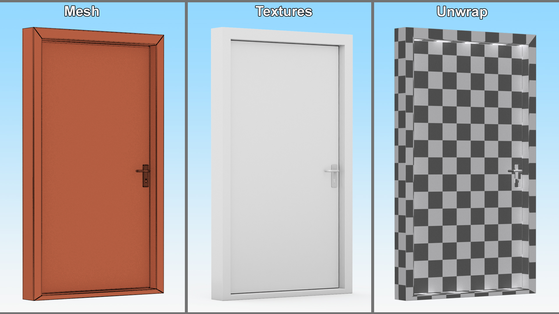 3D Security Fire Door Grey model