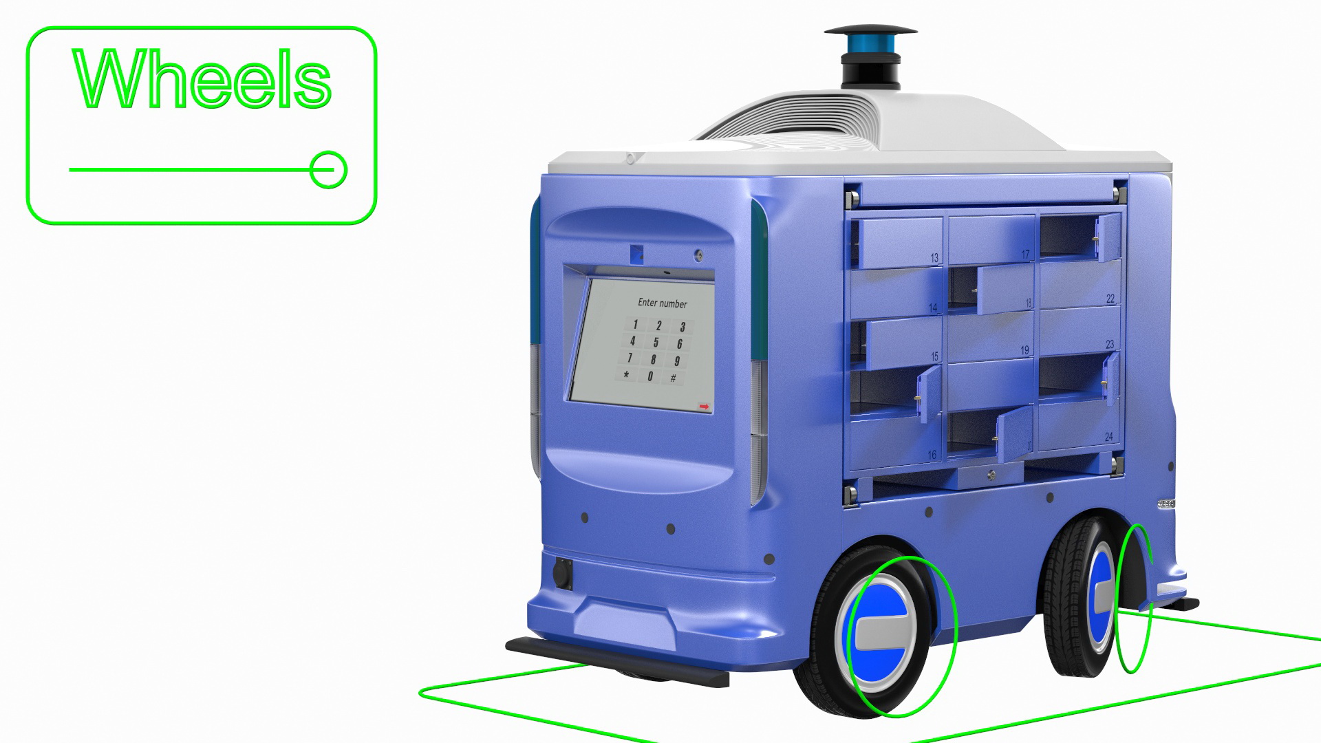 3D model Unmanned Ground Vehicle Delivery Robot Rigged