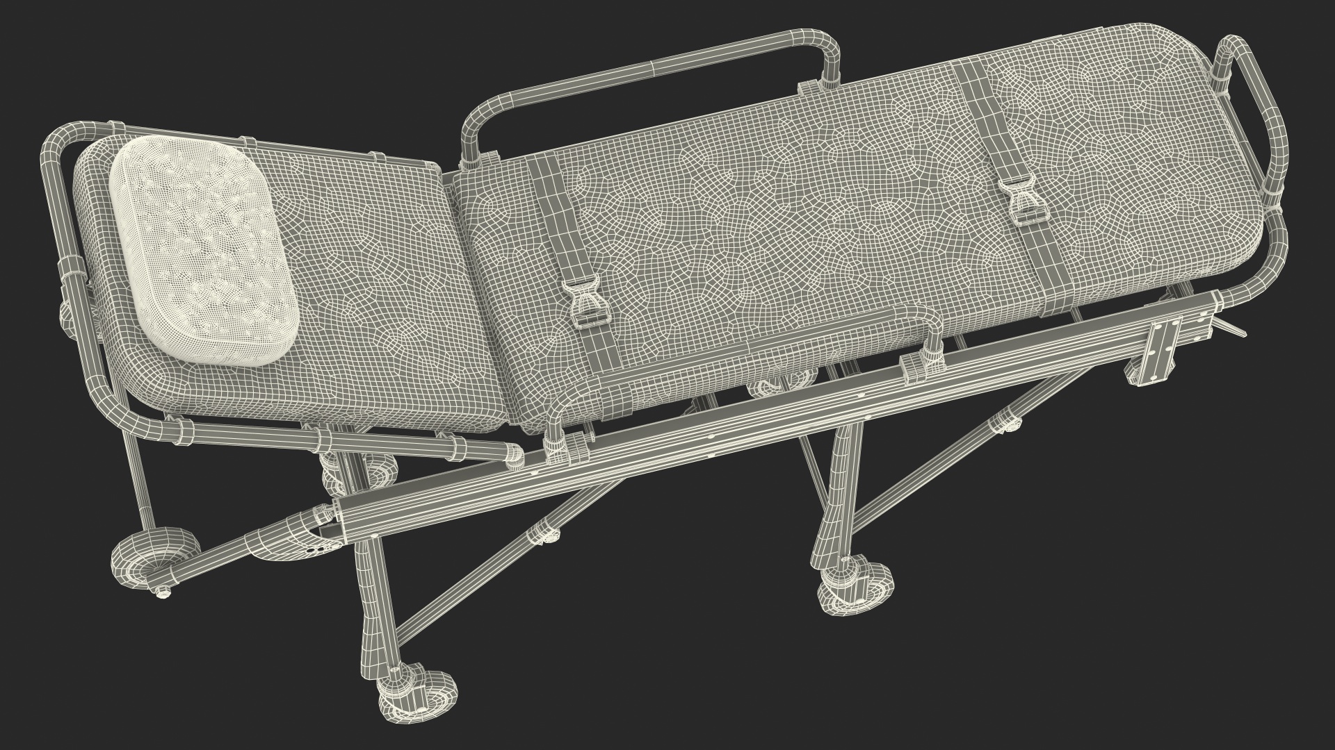 3D model Steel Ambulance Stretcher Hospital Bed Gurney