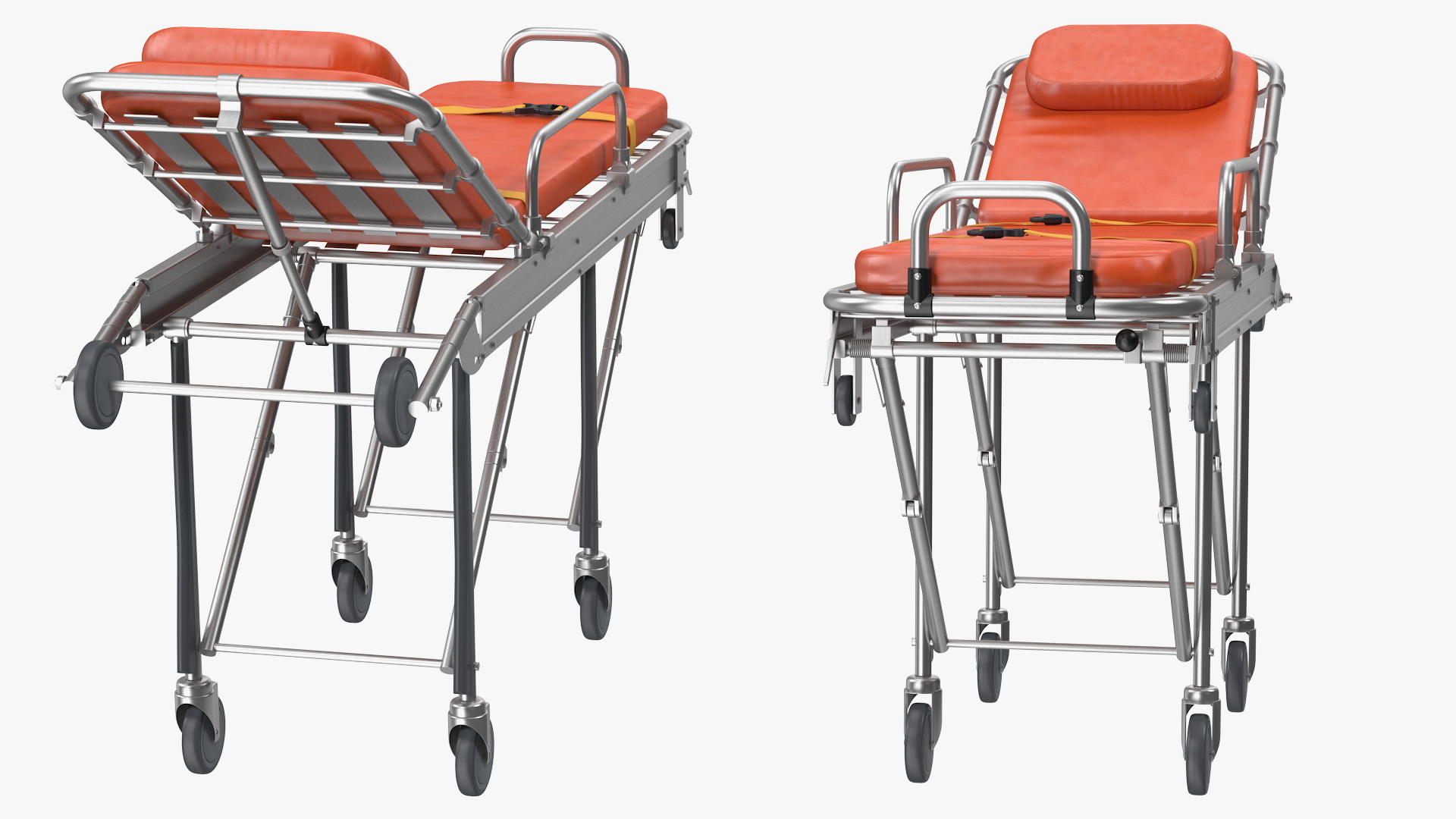 3D model Steel Ambulance Stretcher Hospital Bed Gurney